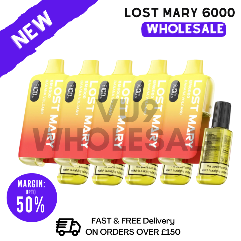 Shop Banana Volcano Lost Mary 6000 Puff 6K Bulk Buy - Box Of 5 - UK Vape World