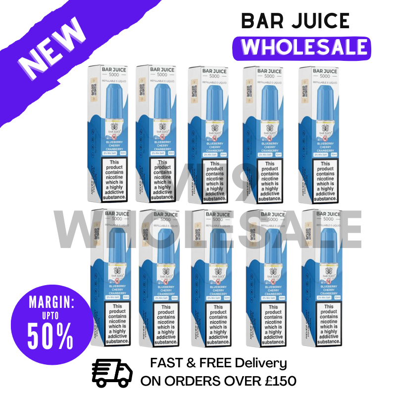 Shop Blueberry Cherry Cranberry Bar Juice 5000 Nic Salt Box Of 10 - UK Vape World