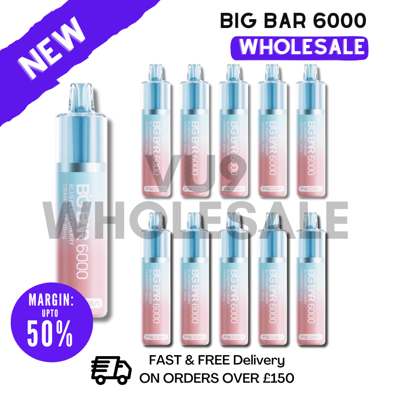 Shop Blueberry Cherry Cranberry Feoba Big Bar 6000 Puff 6K Bulk Box Of 10 - UK Vape World