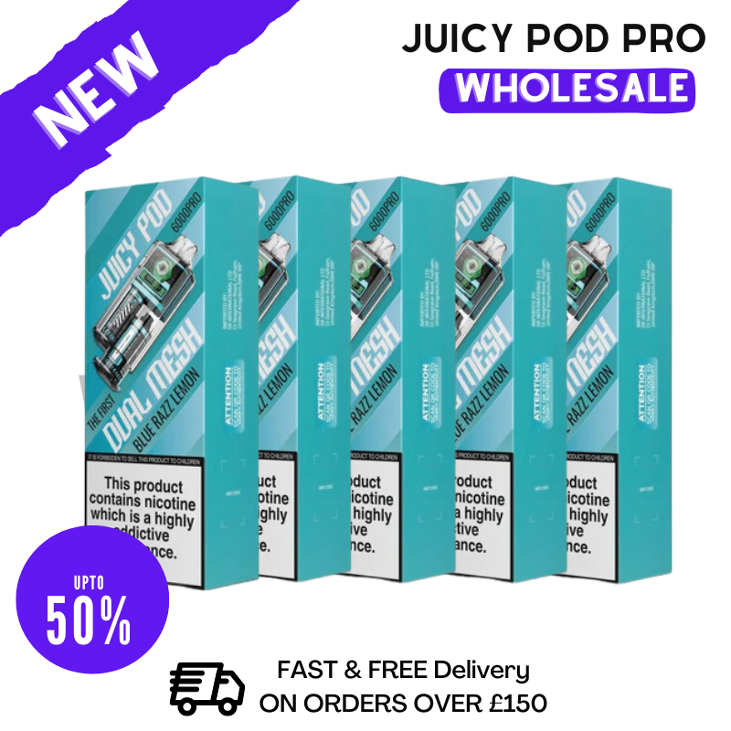 Shop Blue razz lemon Juicy Pod 6000 Puff 6K Wholesale - Box Of 5 - VU9