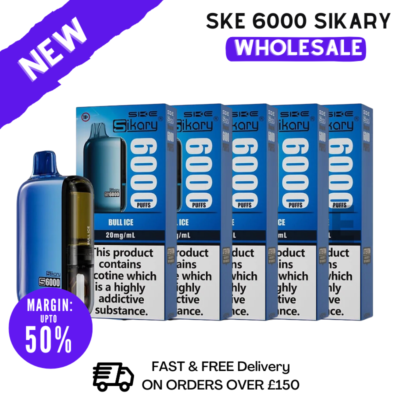 Shop Bull ICE SKE Sikary 6000 Puff 6K Wholesale - Box Of 5 - VU9 Wholesale