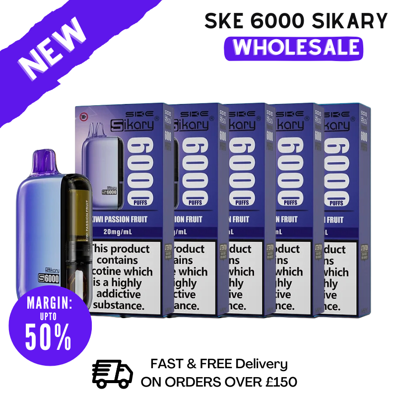 Shop Kiwi Passion Fruit SKE Sikary 6000 Puff 6K Wholesale - Box Of 5 - VU9 Wholesale