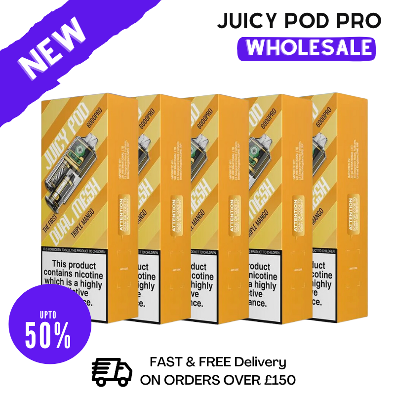 Bulk Buy Triple Mango Juicy Pod 6000 Puff 6K Wholesale - Box Of 5 - VU9