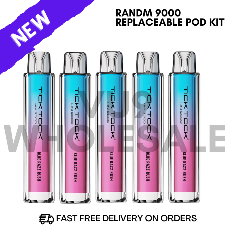 Blue Razz Rush Tick Tock 2000 Pack of 5