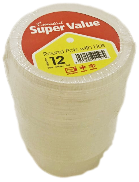 SV Micro Multipurpose Plastic Round Pot With Lid 2OZ (60ML) VMWRCL02 (Parcel Rate)