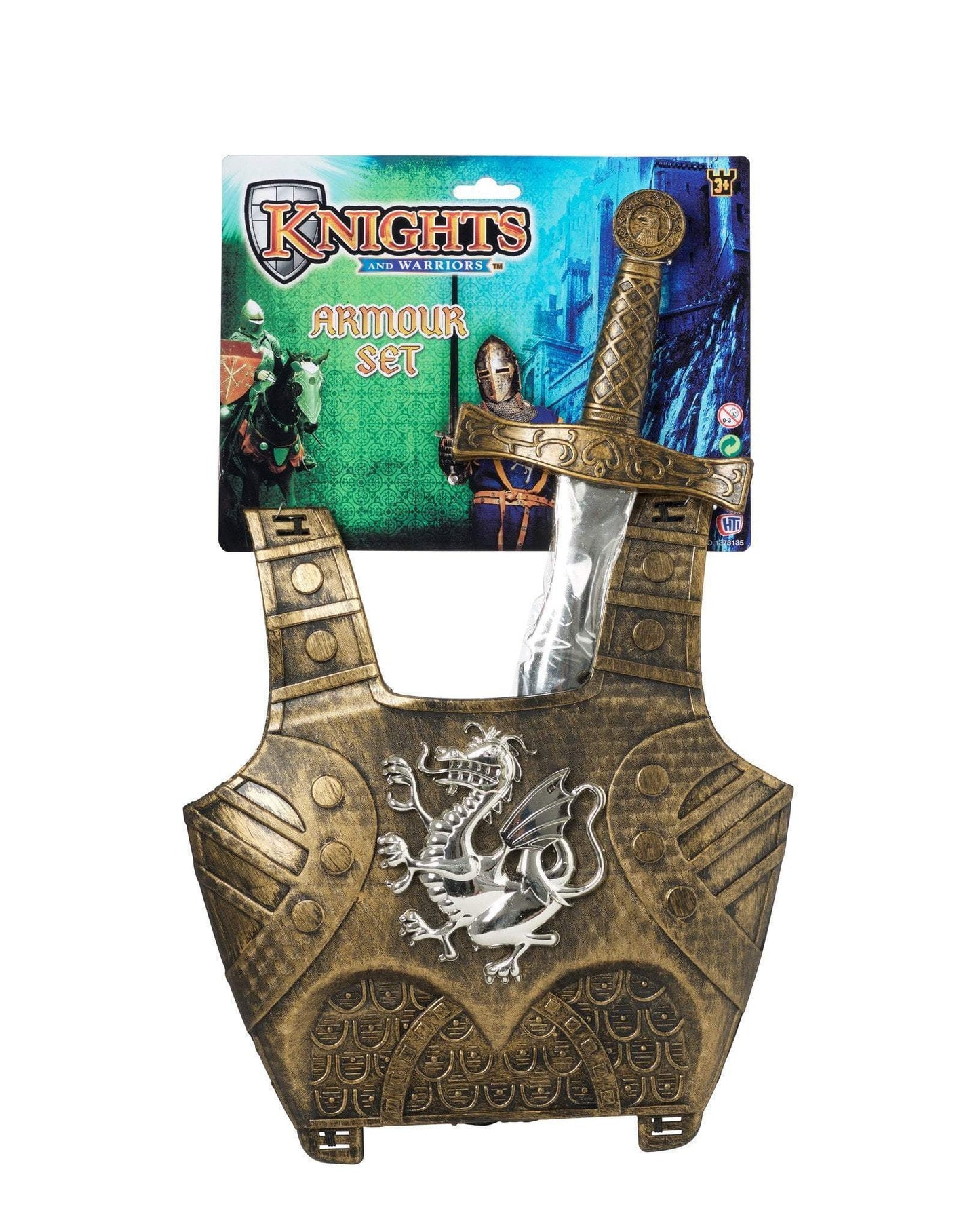 Childrens Kids Indoor Dress Up Knights Armour Set With Sword 1351 (Parcel Rate)