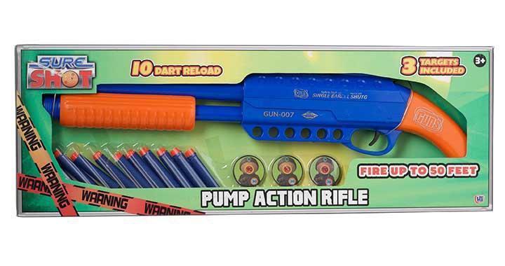 Sure Shot Kids Pump Action Rifle 10 Dart Reload With 3 Targets Included 3741 (Parcel Rate)
