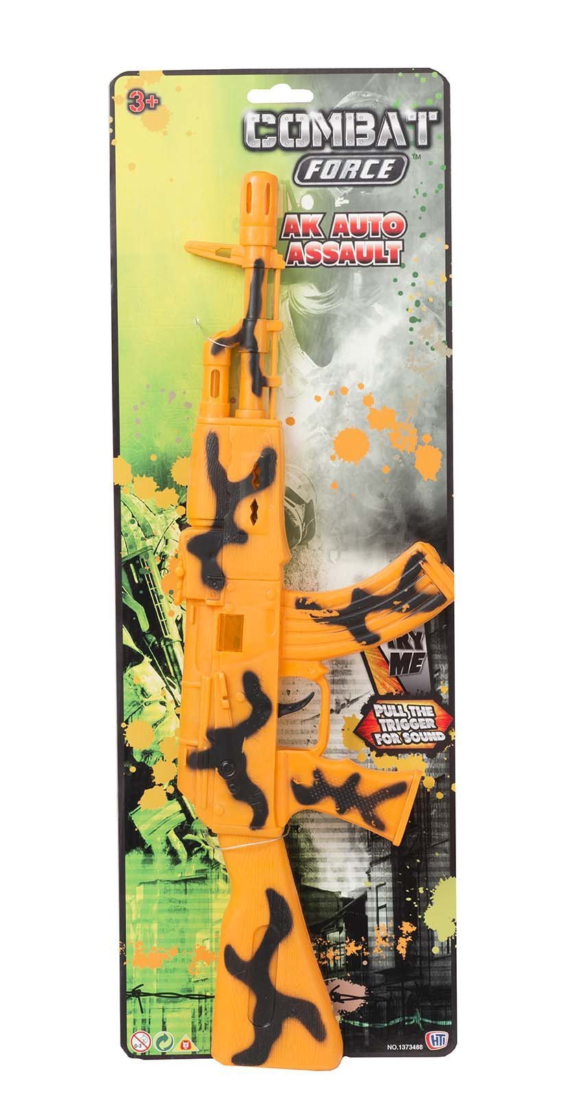 Combat Boys Force AK Auto Assault Rifle 49cm Pull Trigger For Sound 1373488 (Parcel Rate)