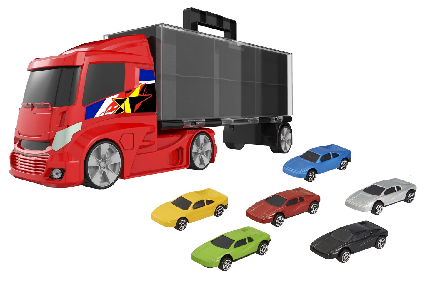 Teamsterz Truck Carry Case Including Diecast 6 Cars Kids Toys 2511 (Parcel Rate)