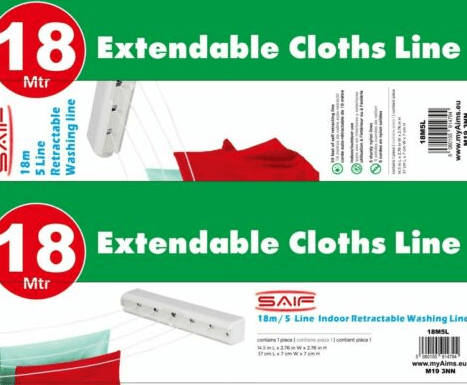 Retractable 5 Lines 18 Metre Automatic Laundry Washing Line Indoor Clothes Airer 1310 (Parcel Rate)