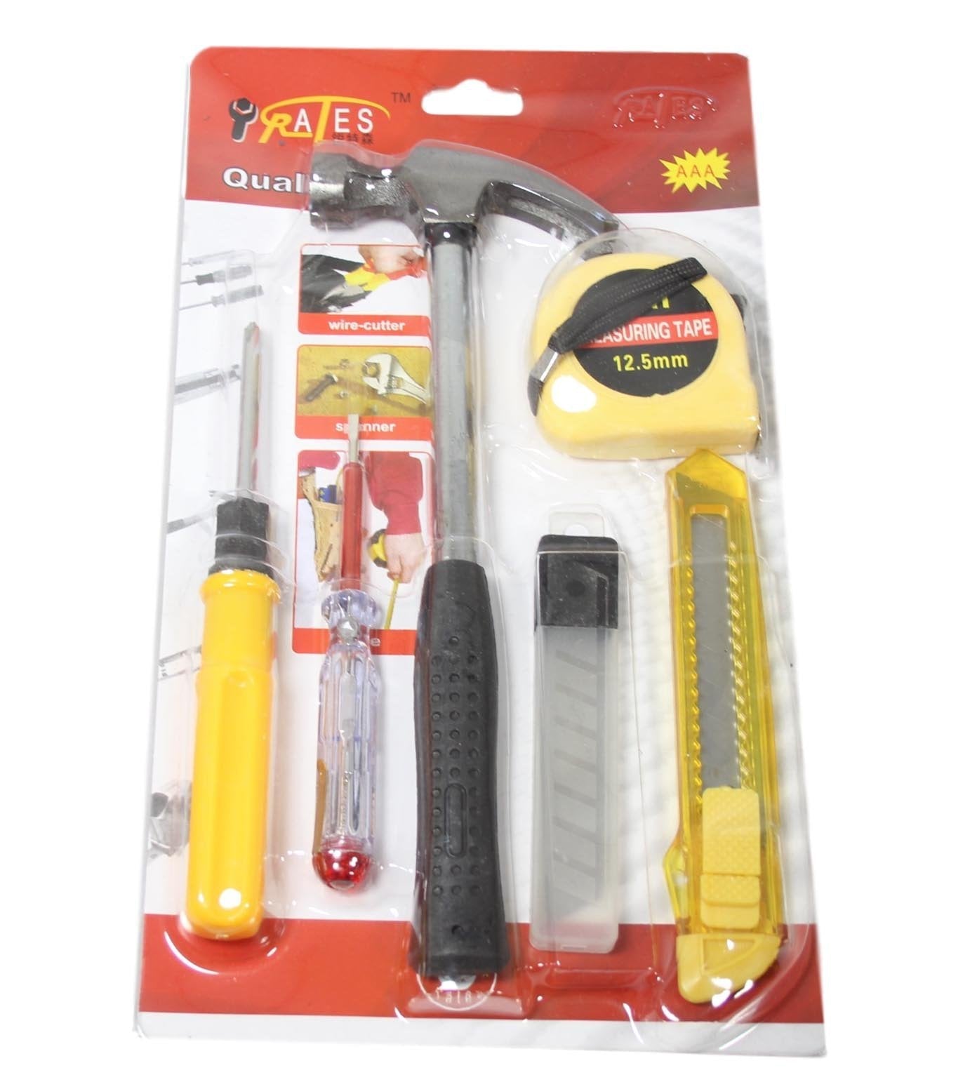 6 Pack DIY Building Essentials Tool Set Indoor Outdoor Measuring Cutting Tools 1909 (Parcel Rate)