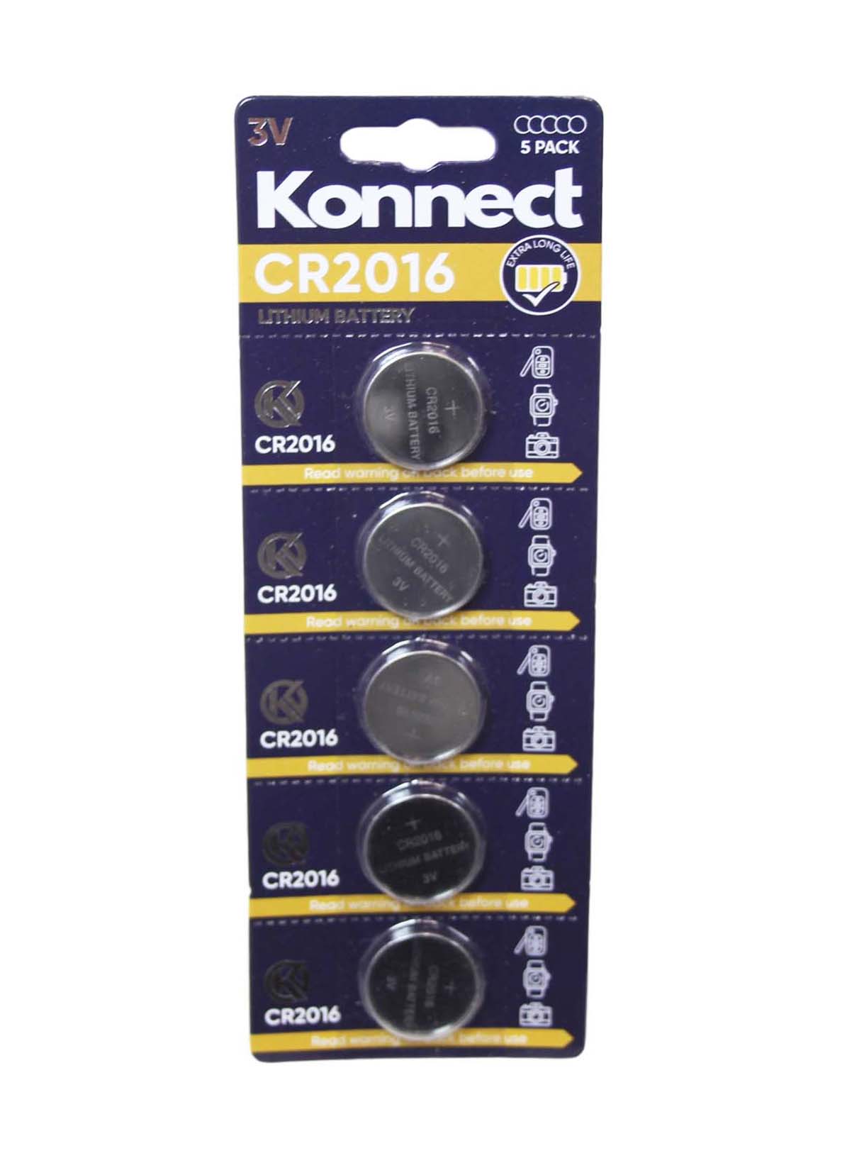 Konnect 3V Lithium Battery Long Life Remote Watch Camera Battery x 5 CR2016 (Large Letter Rate)