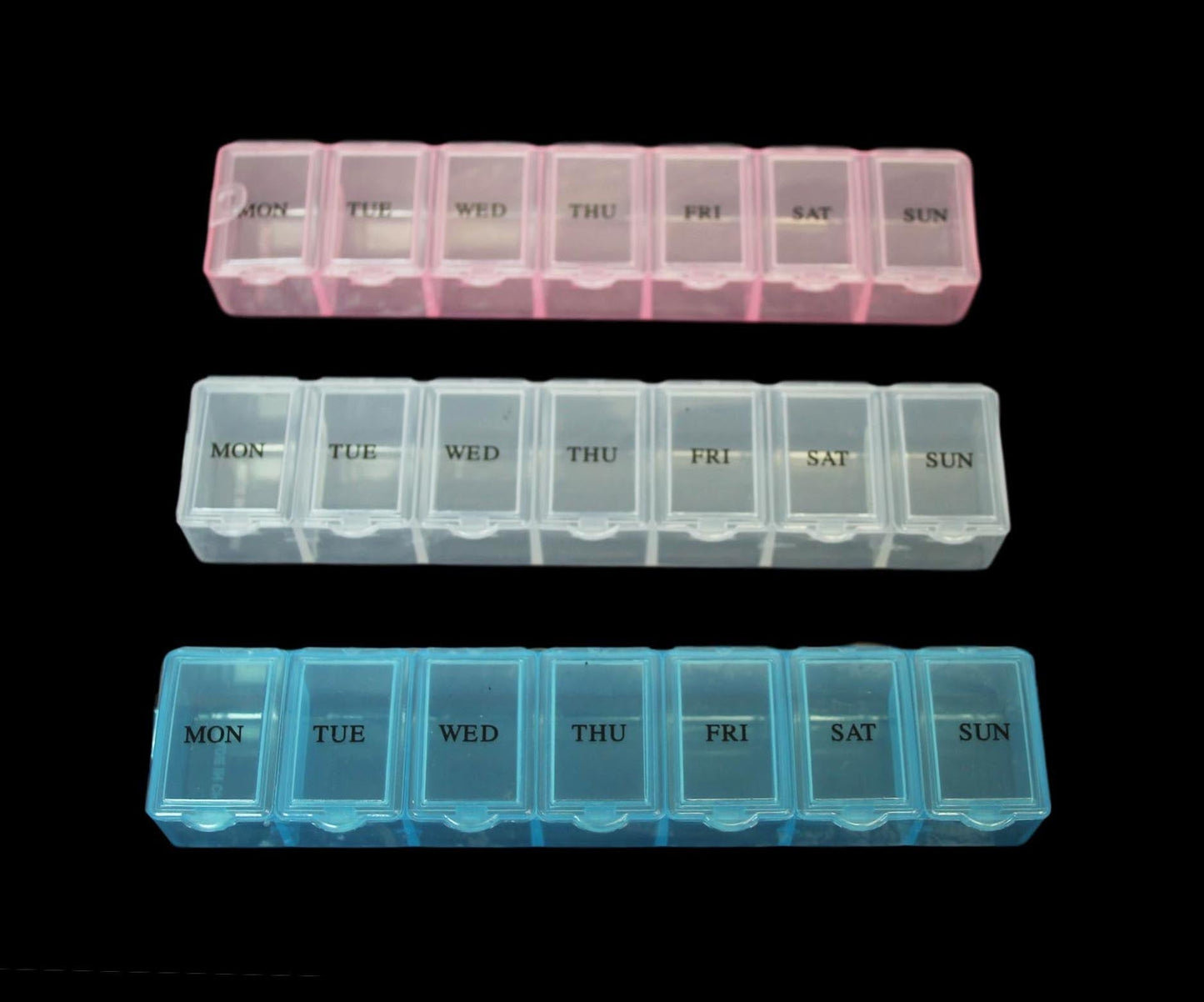 7 Day Pill Box Plastic Tablet Weekly Organiser Dispenser 3 Colours Blue/White/Pink 2036 (Large Letter Rate)