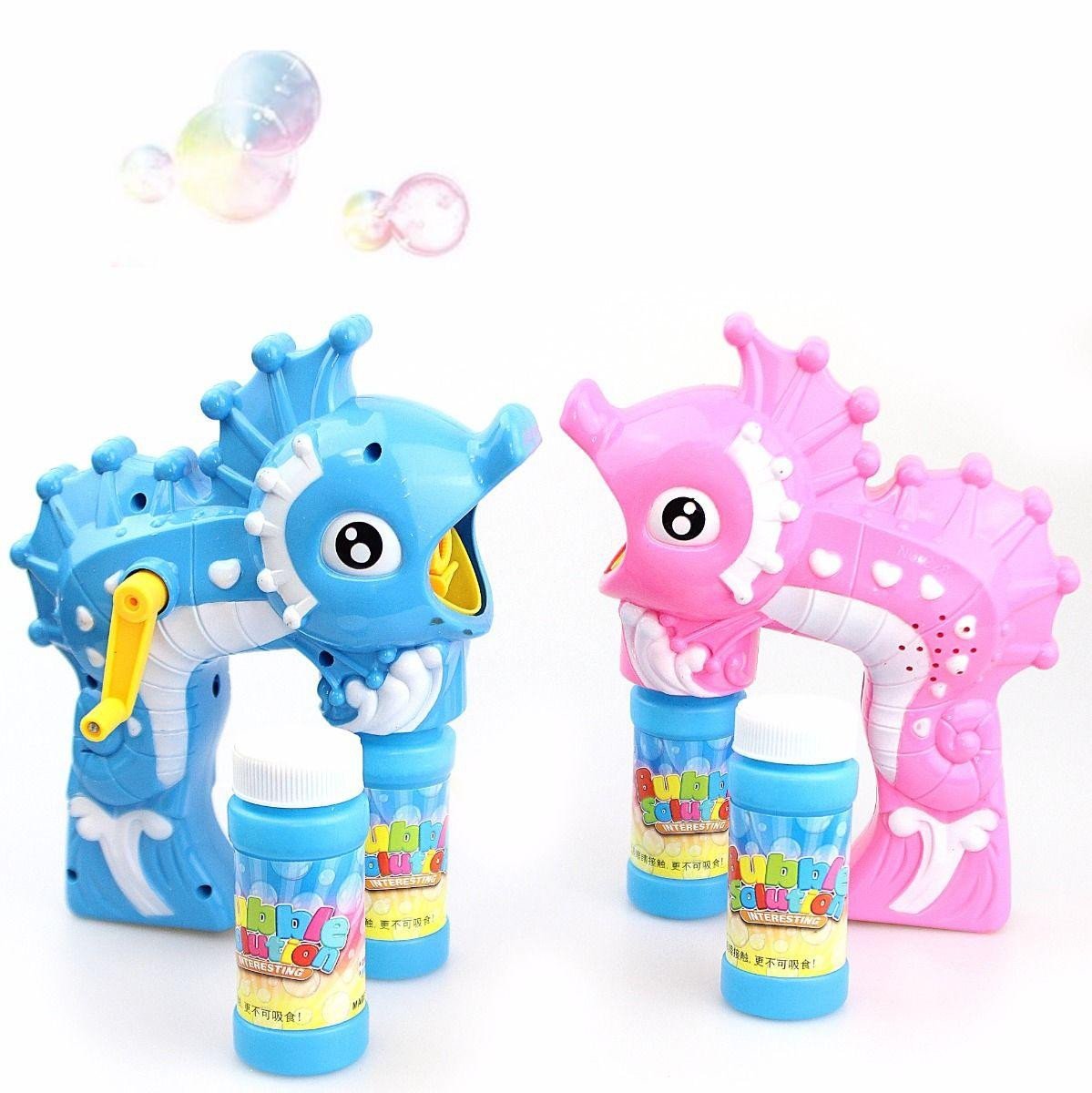 Kids Sea Horse Hand Bubble Gun Soapy Liquid Outdoors Toys 3657 (Parcel Rate)
