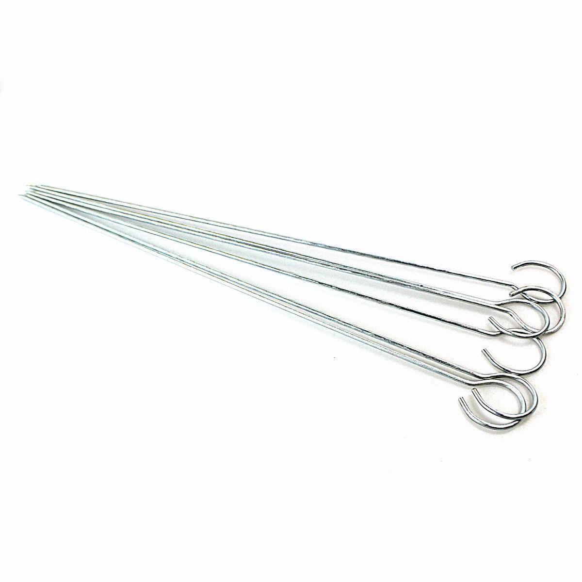 6 Pack 30cm Barbeque Skewers Stainless Steel Flat For Meat Veg Kebabs & Fruit Outdoors 3482 (Parcel Rate)