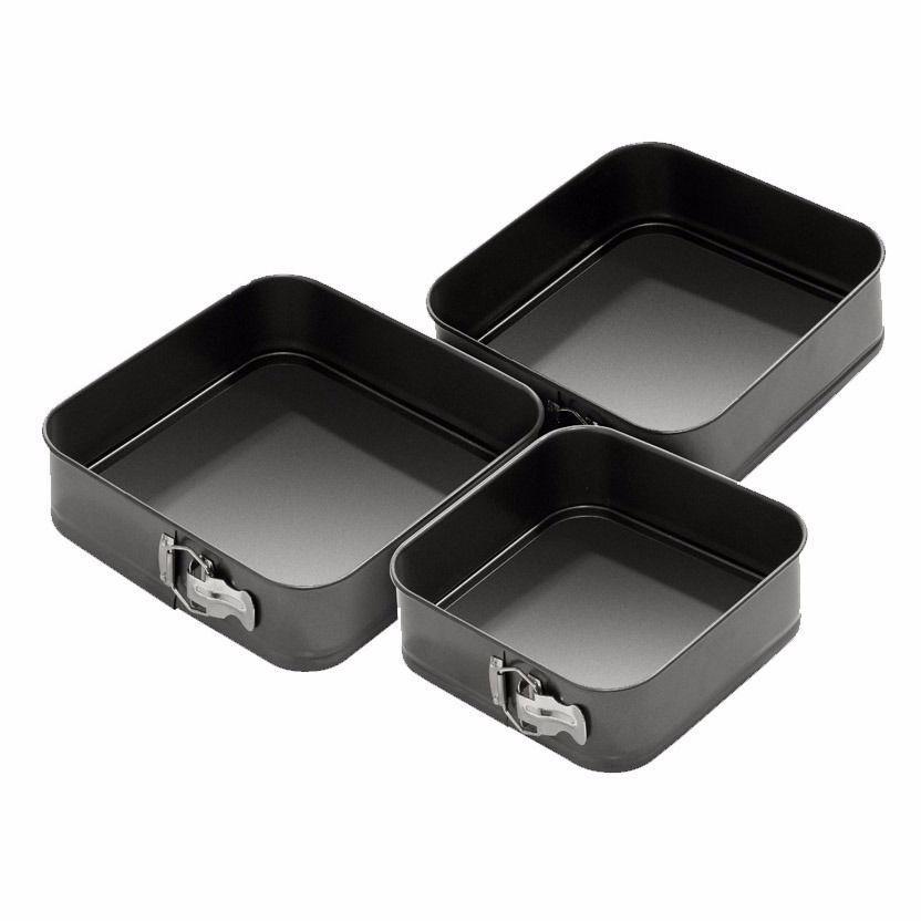 3 Piece Non Stick Loose Bottom Springform Cake Tin Square 24cm/26cm/28cm 3580 (Parcel Rate)