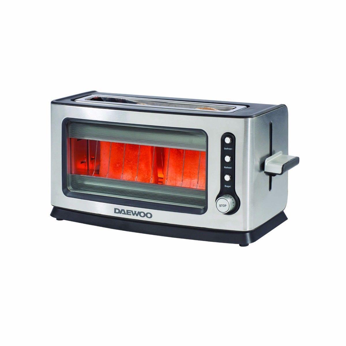 DAEWOO Electricals Glass Toaster 7 Browning Level Wide Bread Slots 900W 0632 (Parcel Rate)