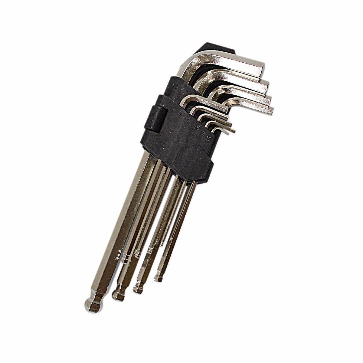 9 Pc Large Metric Hex Ball Allen Key Wrench Set 1.5 2 2.5 3 4 5 6 8 & 10mm Diy 0590 (Parcel Rate)