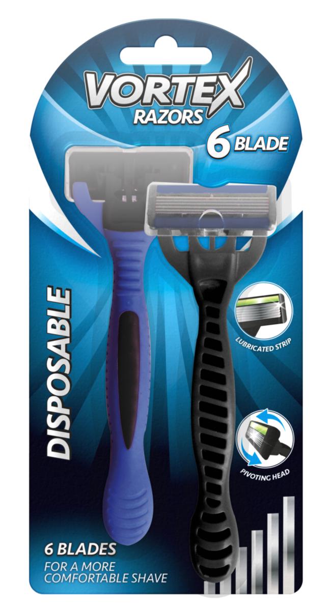 Vortex Mens 6 Blade Razor 2 Pack 317173 (Parcel Rate)