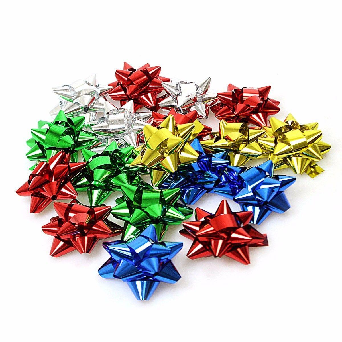 5cm Multi Christmas Xmas Matt/Shiny Self Adhesive Present Gift Bows-20 Pack 2712 (Parcel Rate)