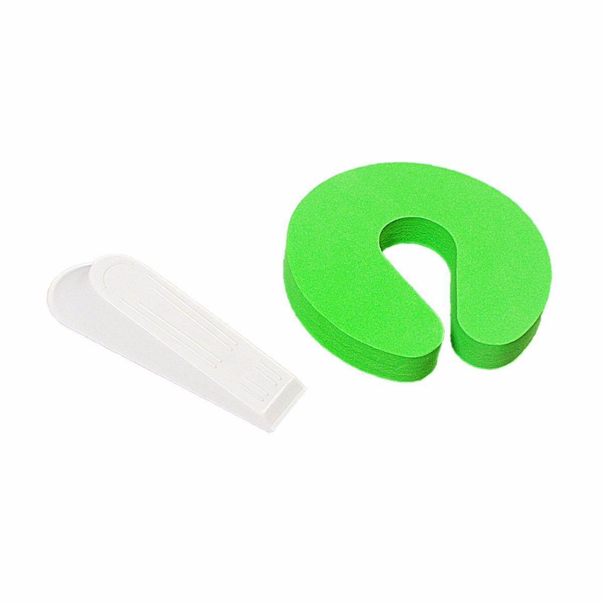 Pack Of 2 Door Block Furniture Door Stops Green Yellow And White 2167 (Large Letter Rate)