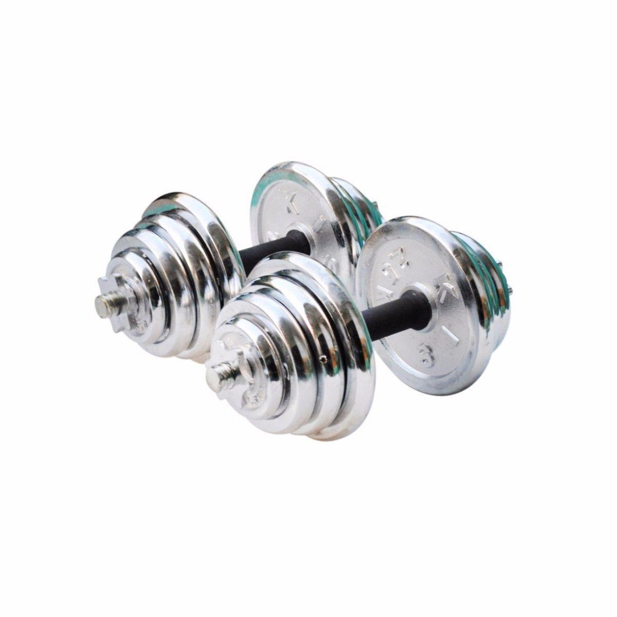 Fitness First Chrome Plated Solid Steel Strength Gain Dumbbells 20KG 4595 (Parcel Rate)