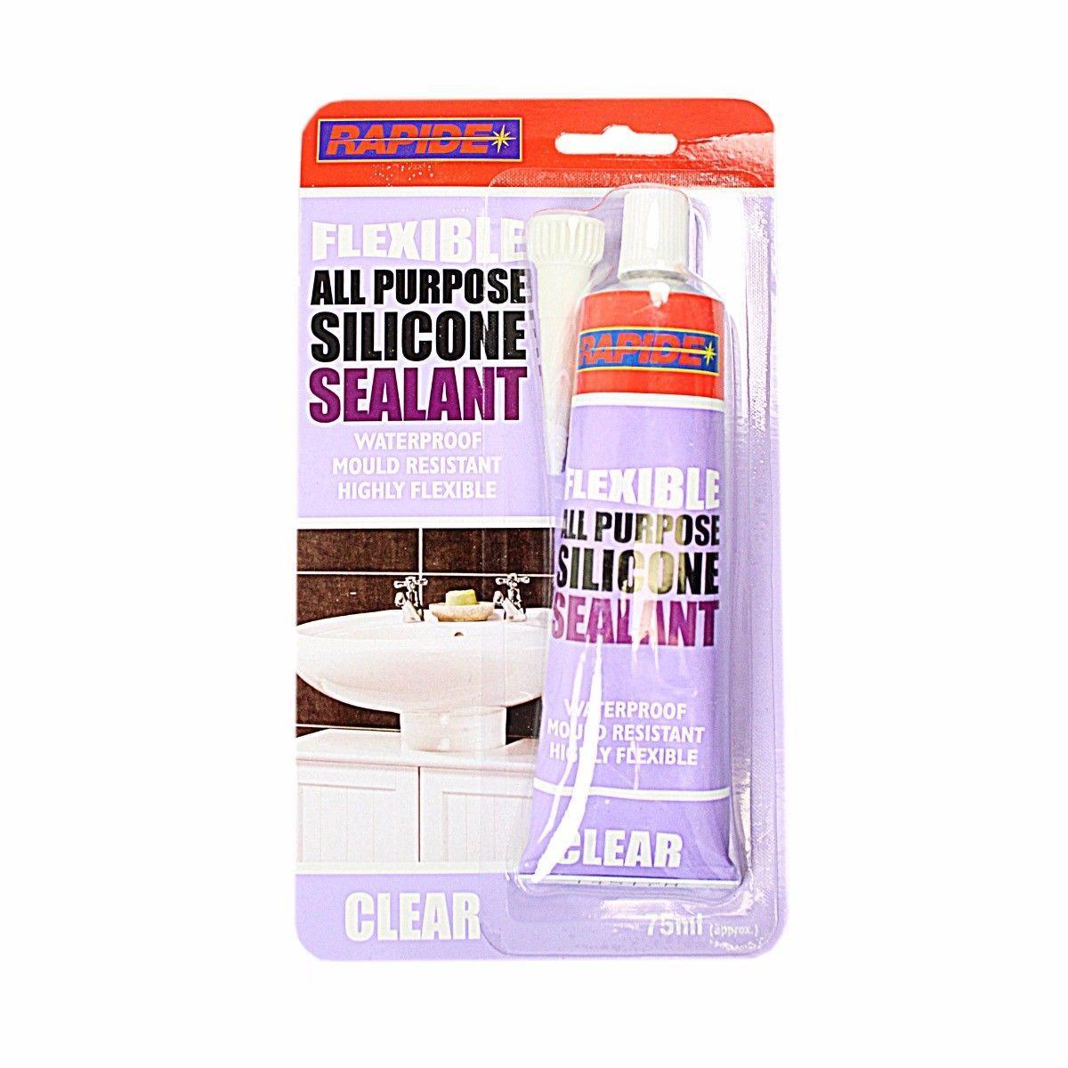 Rapide Clear Flexible All Purpose Silicone Sealant Waterproof Mould Resistant 75ml Diy 5568 (Parcel Rate)