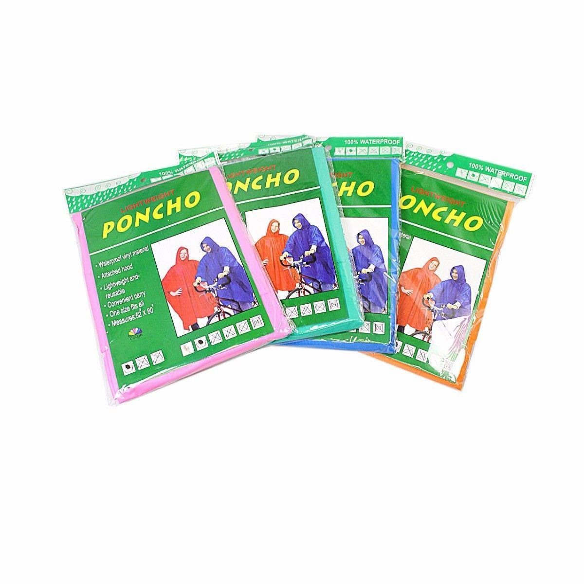 Assorted Colour Raincoat Lightweight PONCHO 100% Waterproof Raincoat 52'' x 80'' Outdoors 4838 (Large Letter Rate)
