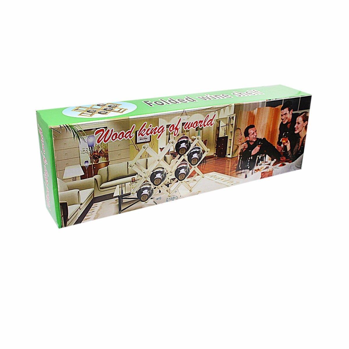 Wooden Folded Wine Shelf Rack Easy To Assemble Expandable Max Holds 10 Bottles 0938 (Parcel Rate)