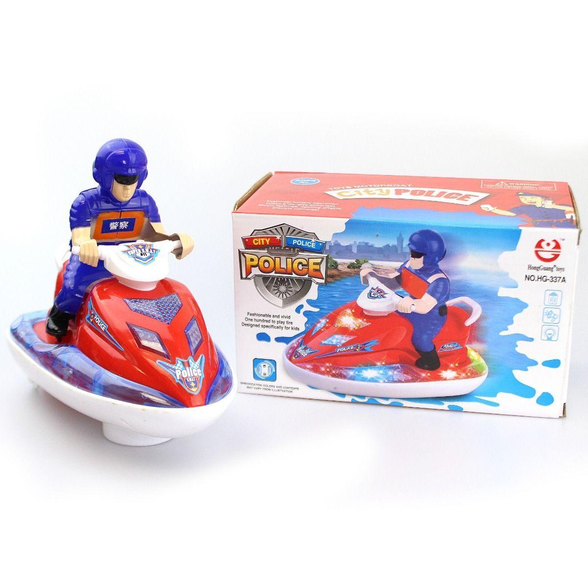 Kids Light & Sound Super Swat Police Speedboat Uses 3AA Batteries Age 3+ 4127 (Parcel Rate)