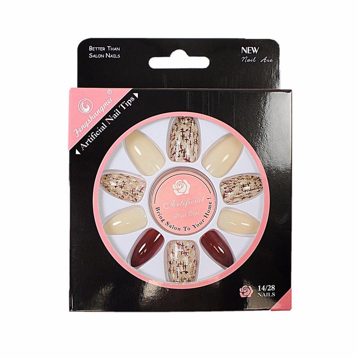High Quality Salon Quality Nails With Glue, Pack of 10 Assorted Designs 4866 (Large Letter Rate)