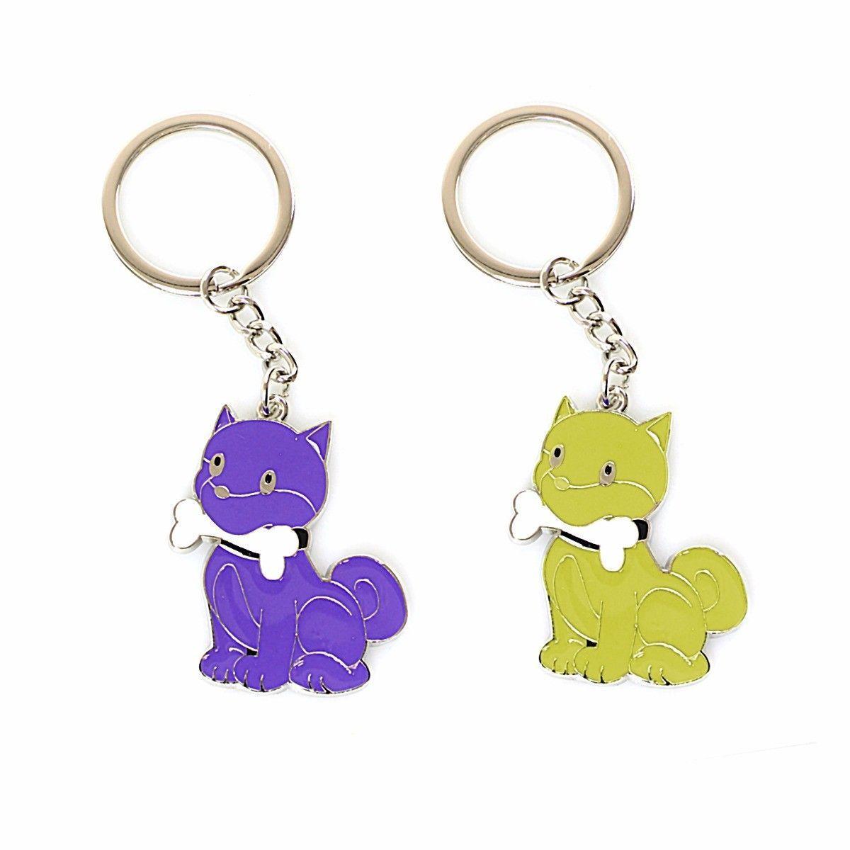 Novelty Cat Shaped Keychain Style Keyring Purple & Yellow Home 8253 (Large Letter Rate)