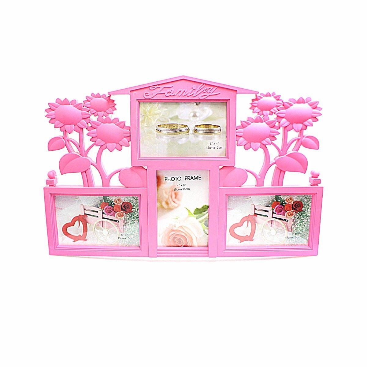 Family Photo Frame in Pink, 3 Picture Photo Frame 10cm x 15cm 4164 (Parcel Rate)
