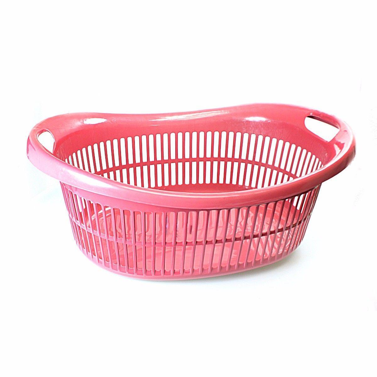 Oval Shaped Plastic Laundry Basket In Assorted Colours 53cm x 20cm Home 0255/H0394 (Parcel Rate)