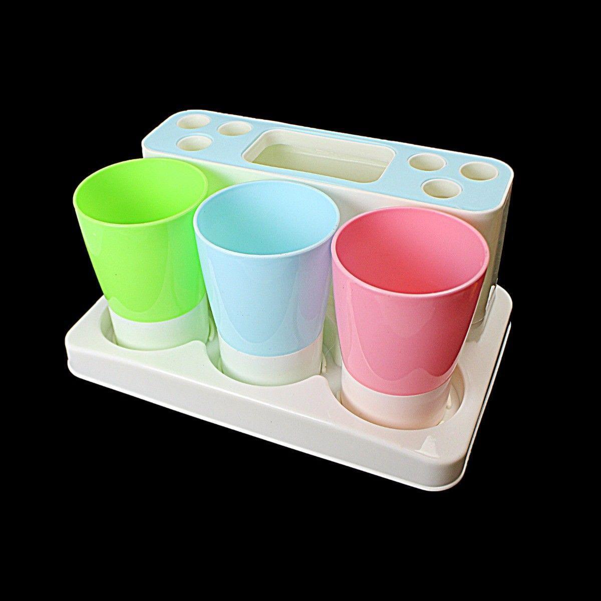 Bathroom Toothbrush Holder With Mouthwash Cups 25cm x 15cm 3910 (Parcel Rate)