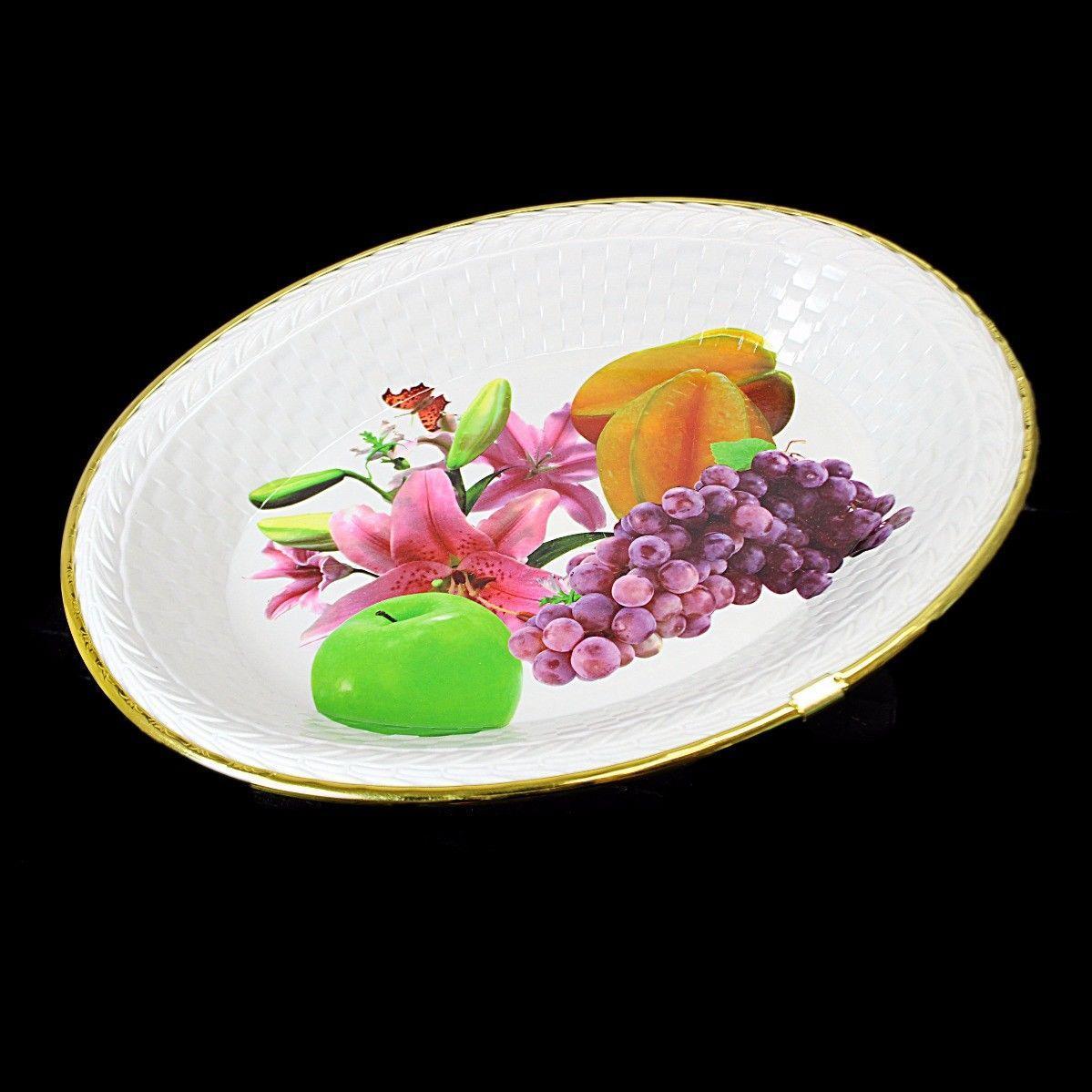 Floral Fancy Plastic Fruit Print Tray, Serving Tray Dish 28cm x 20cm 1092 (Parcel Rate)