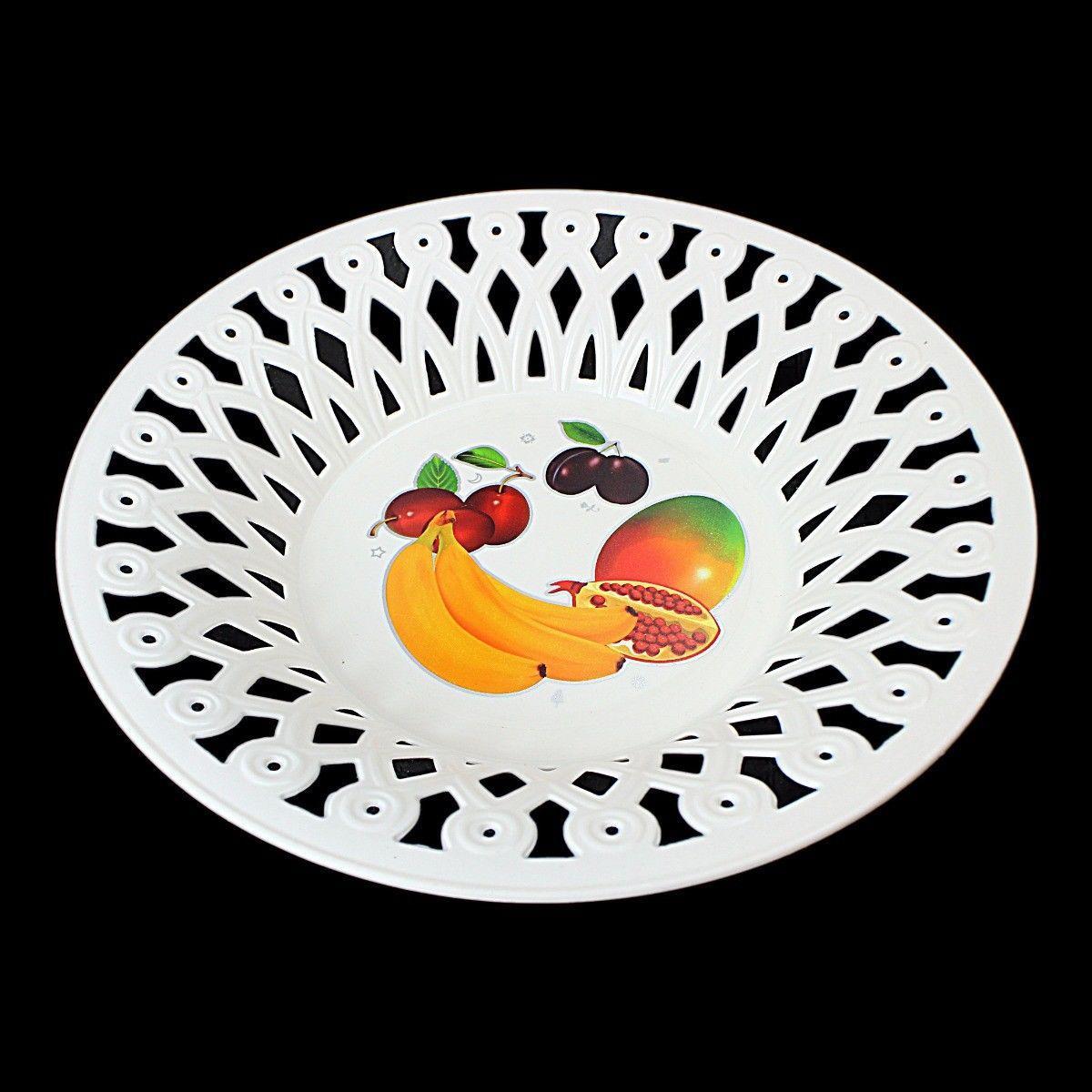Plastic Printed Round Tray Dish Floral Print, Serving Dish 26cm 2750 (Parcel Rate)