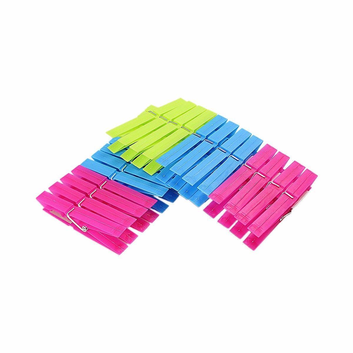 Assorted Colour Basic Plastic Washing Pegs 24 Pack 7.5cm 6055 (Parcel Rate)