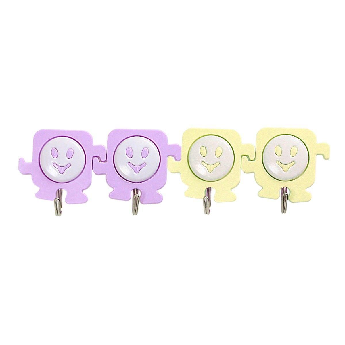 Pack of 4 Multipurpose Adhesive Hooks In Assorted Colours Max Load 3kg 0447 (Large Letter Rate)