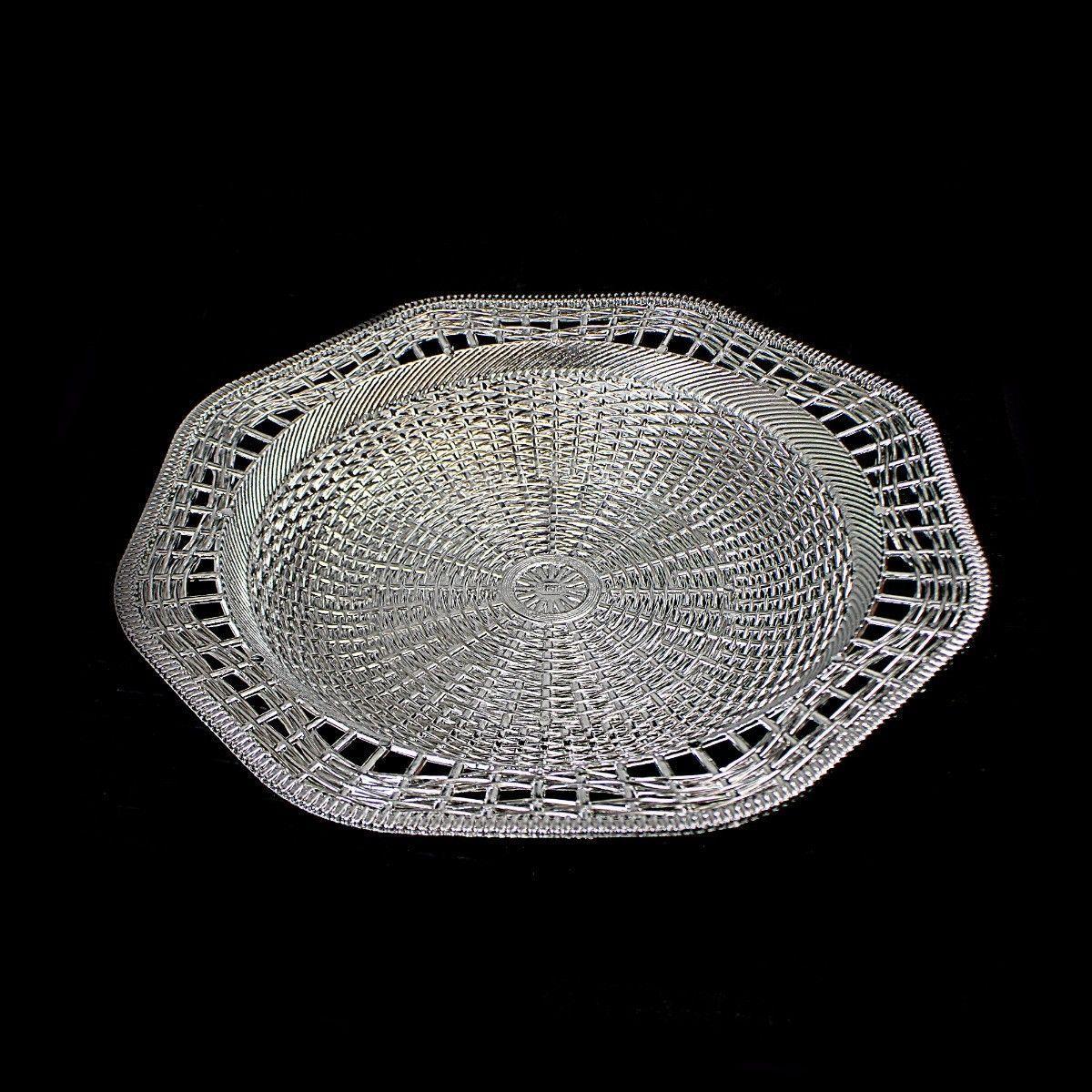 Plastic Rattan Styled Designer Tray Ideal For Snacks 28.5cm Kitchen 0728 (Parcel Rate)