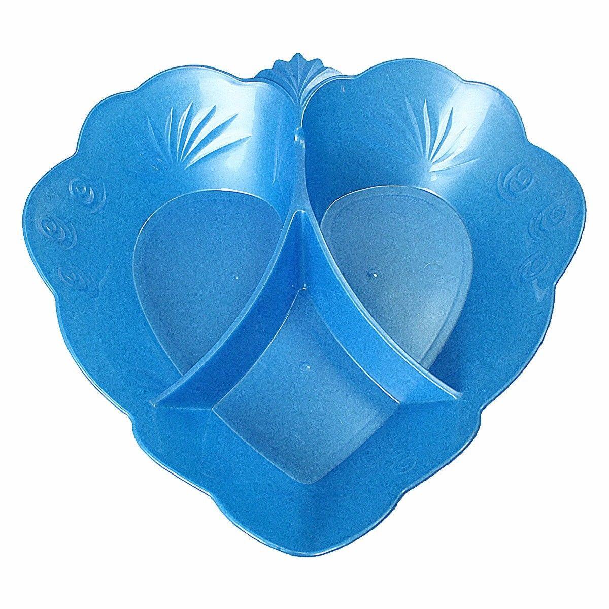 Multi Sectional Snack Appetizer Tray Plate Plastic 27cm Assorted Colours 4259 (Parcel Rate)