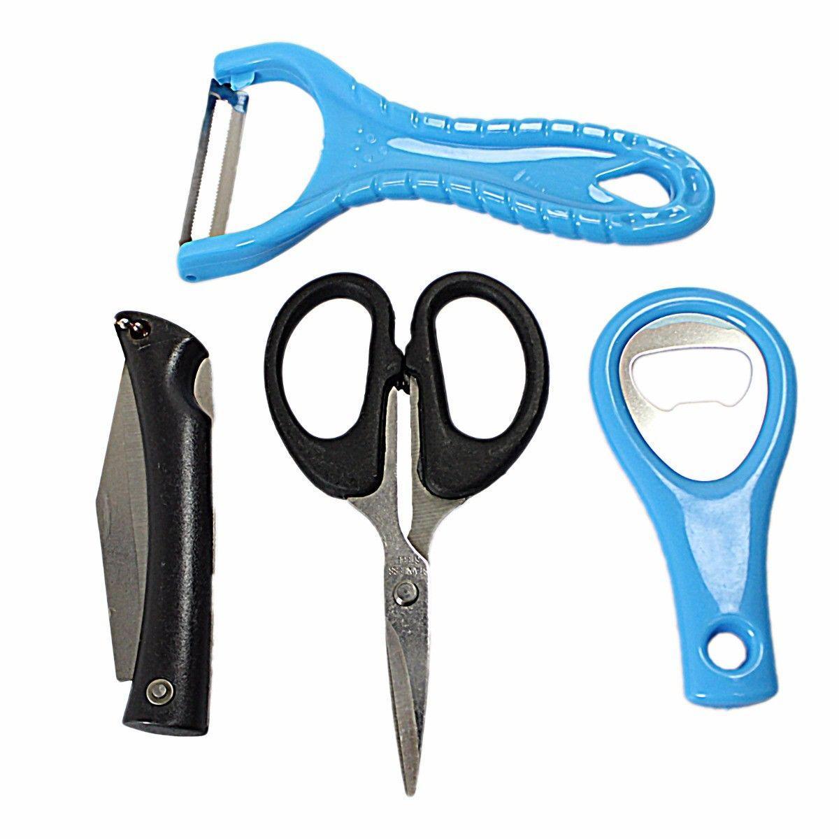 Assorted Colour Pack Includes Peeler Scissors Bottle Opener Folding Knife 1902 (Large Letter Rate)