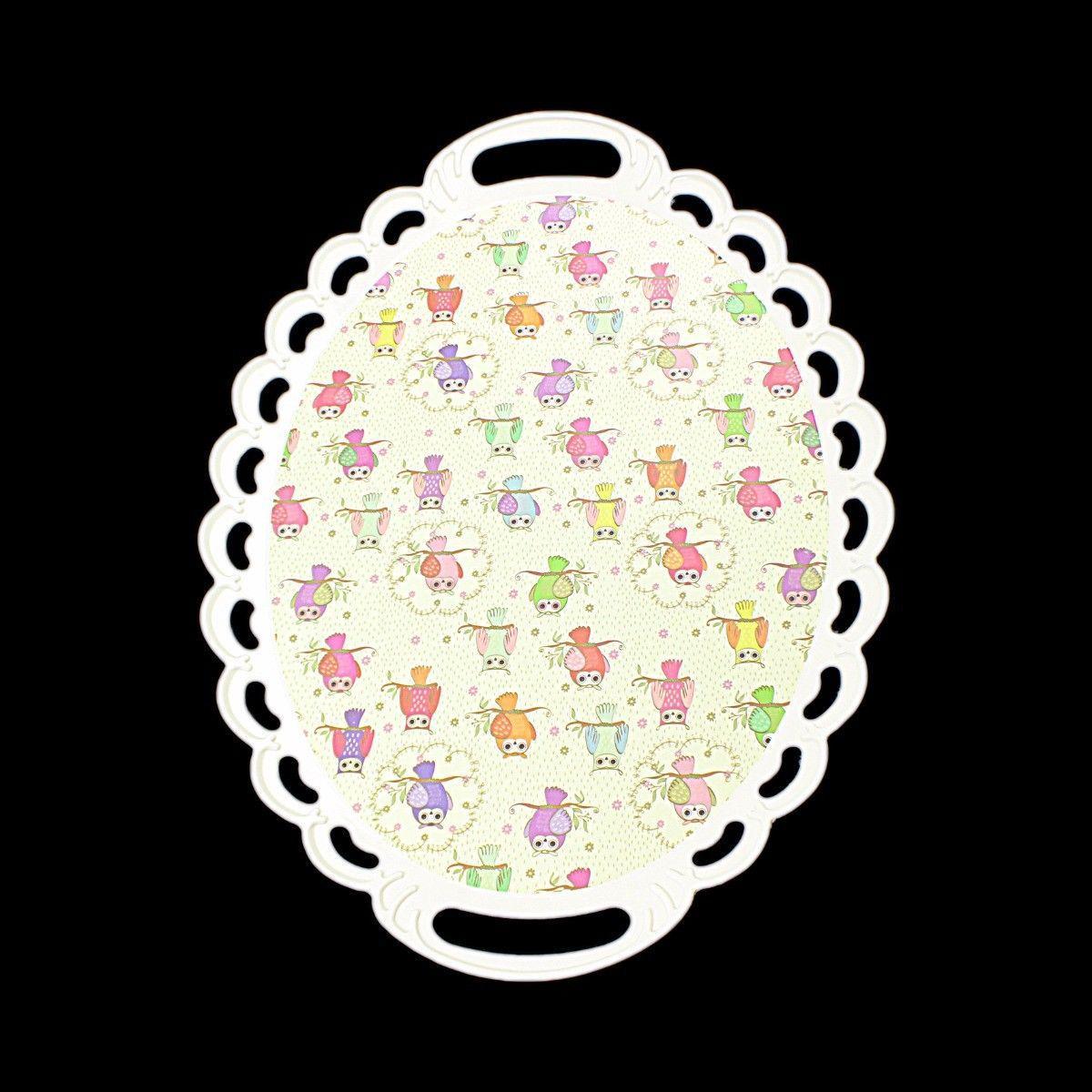35cm White Novelty Plastic Printed Tray For Snacks Nuts Fruit Etc 9194 (Parcel Rate)