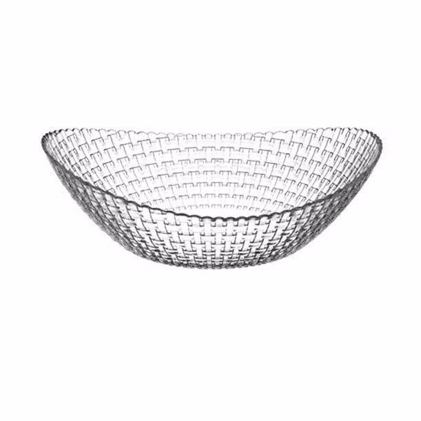 29cm x 25cm Premium Rattan Glass Etched Curved Serving Bowl 7767 (Parcel Rate)