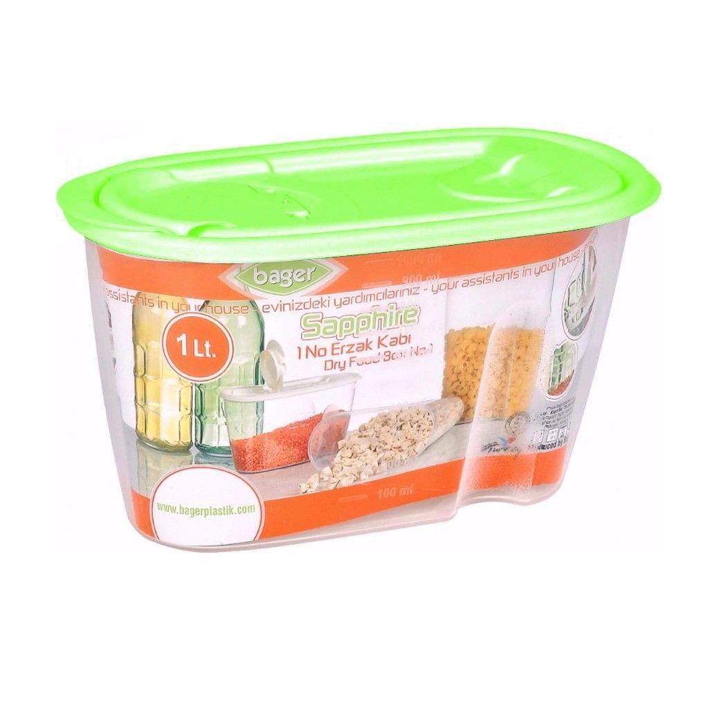 Handy Plastic Grain Pulses Storage & Pourer Tubs With Assorted Colour Lids 9283 (Parcel Rate)