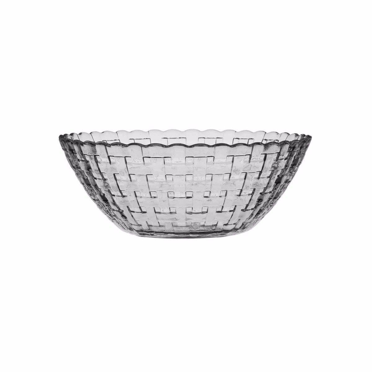 Large Habitat Rattan Styled Clear Glass Salad & Fruit Bowl 25cm 5497 (Parcel Rate)