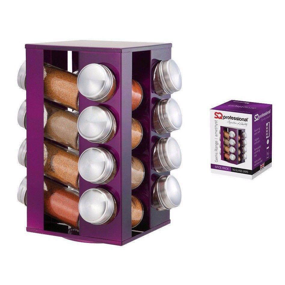 Assorted colour spice jars 16 glass spice jars 0892( Blue and purple) (Parcel Rate)