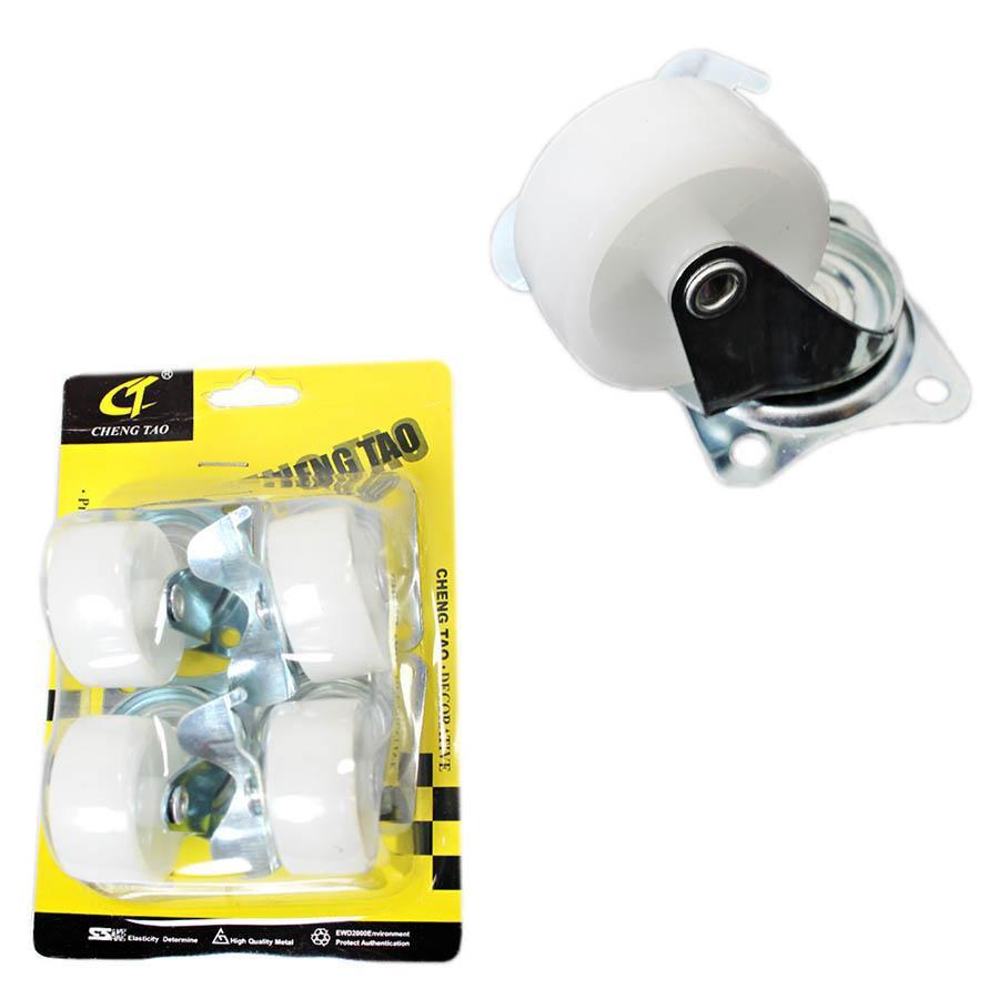 Pack of 4 Wheels With Brackets For Installation In Wooden Legs 3.5cm x 2cm 0628 (Parcel Rate)