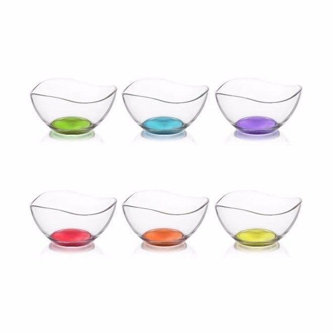 PACK OF 6 CORAL VIRA GLASS BOWLS 6462 (Parcel Rate)
