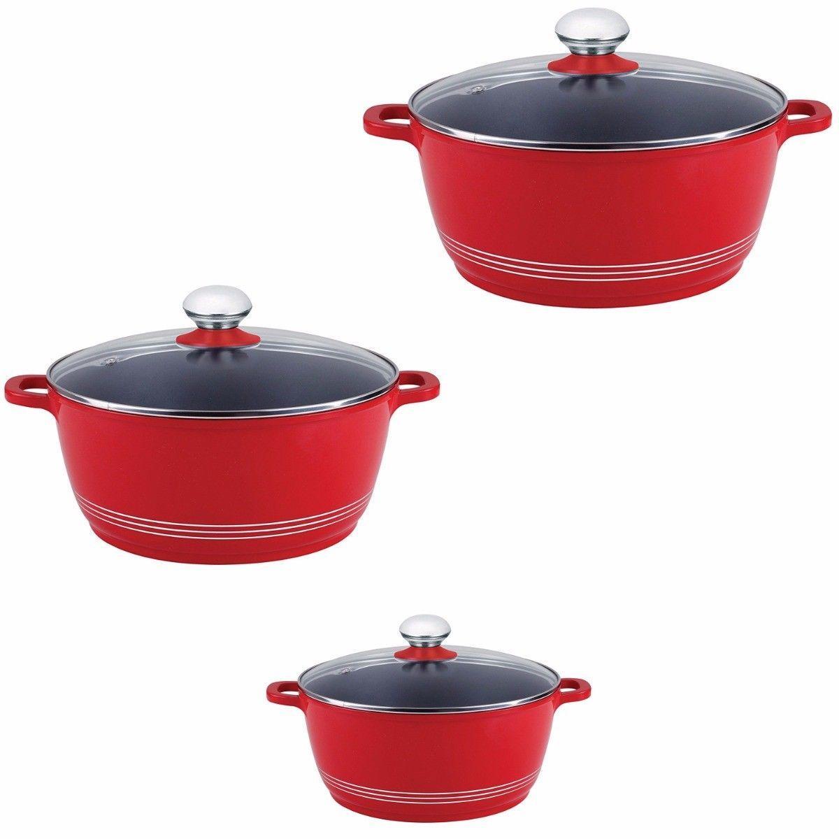 Nea Diecast Casserole Set 3pc Rossa Red 20-28cm 2330 (Parcel Rate)